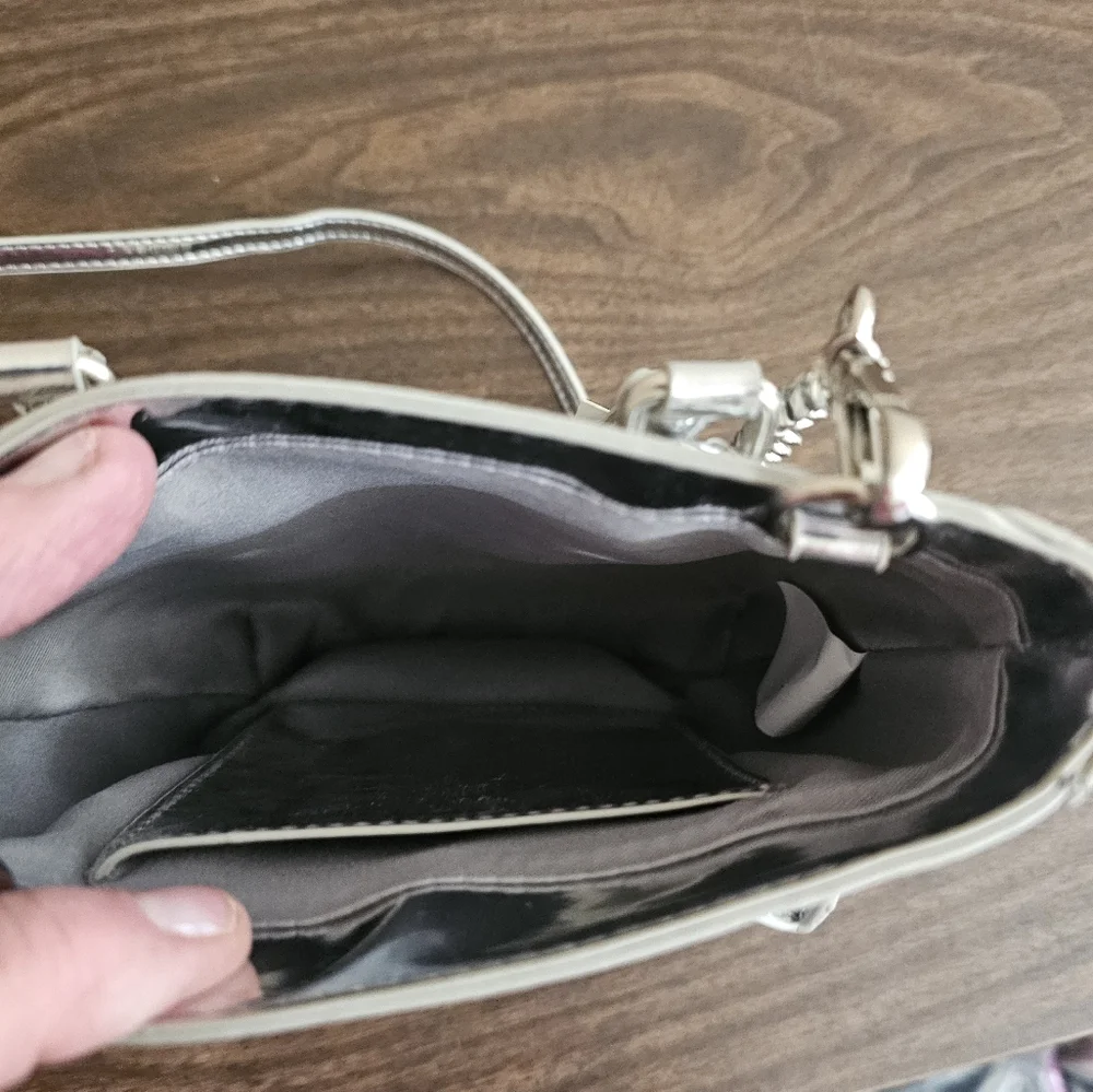 No Boundaries brand Silver Metallic Tote Crossbody